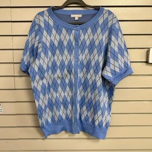 Woman Within Women’s Blue & Grey Pattern Cardigan. Size 7. Like New